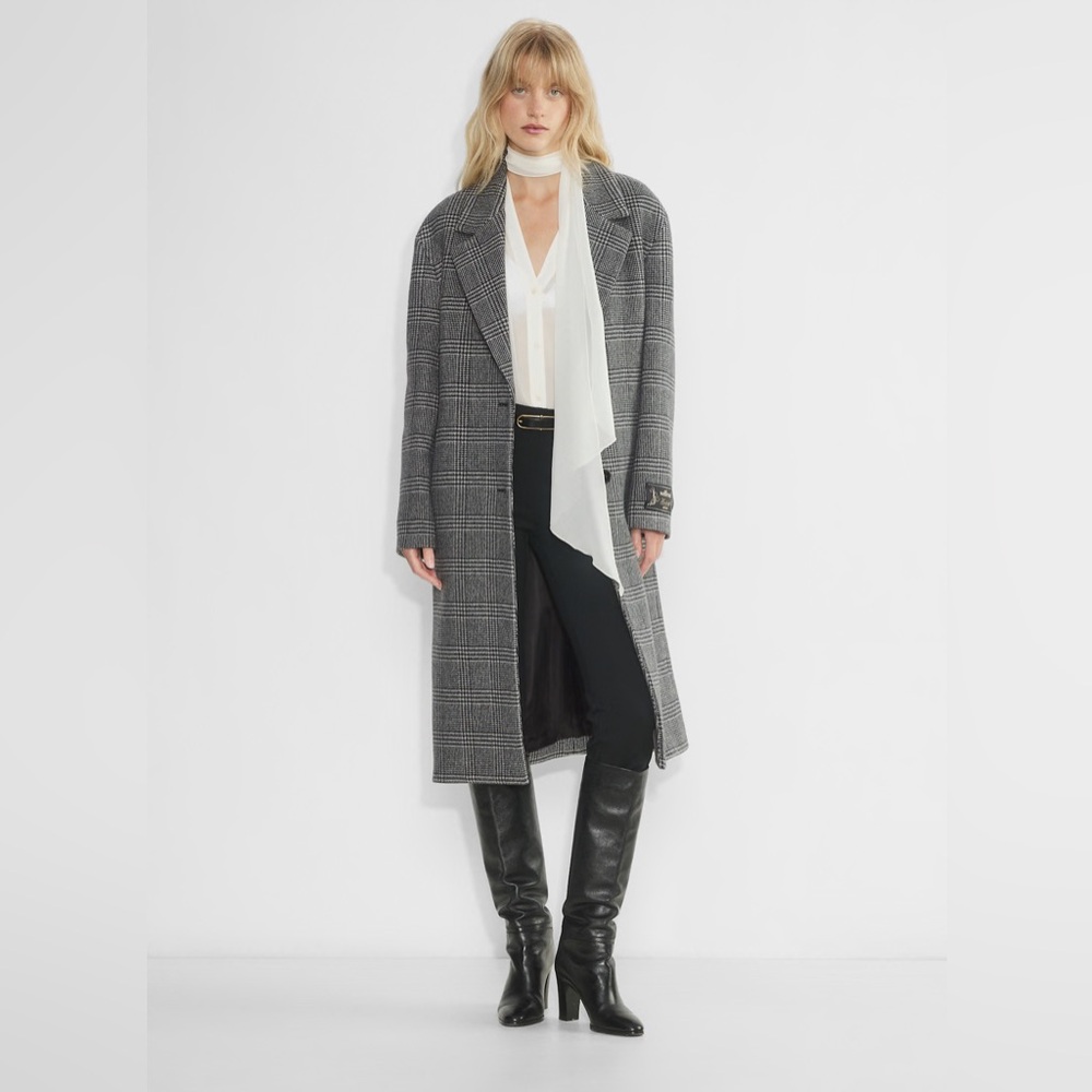 Aritzia Wilfred The Only Coat - Soft Wool Cashmere in Giles Black/White Plaid